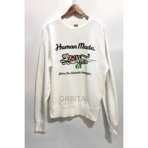 代官山)ヒューマンメイド HUMAN MADE White Tiger Tsuriami Sweatshirt ホワイトタイガー 吊り編み スウェット  トレーナー M