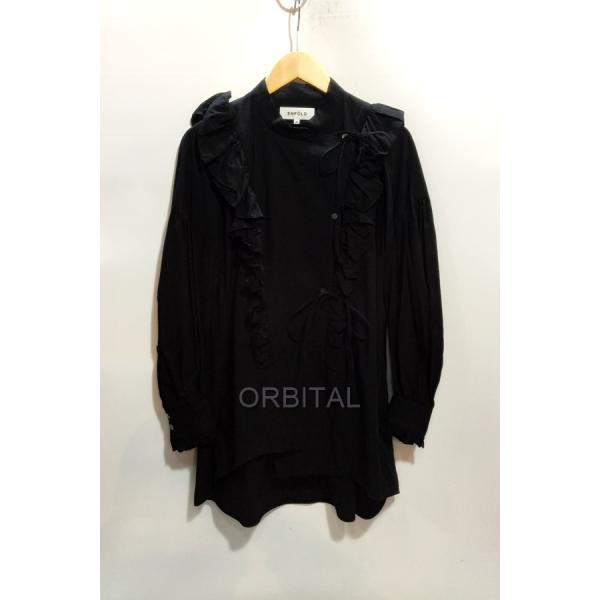 ENFOLD SOMELOS フリルオーバーブラウス 黒 38サイズ ENFOLD 代官山)エンフォルド 22SS SOMELOS フリルオーバー