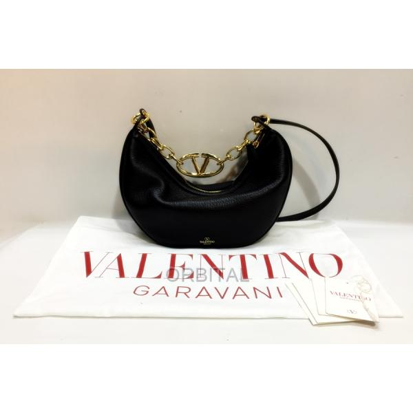 バレンティーノ  Vロゴムーンブラックスモールホーボーバッグ VALENTINO 代官山)VALENTINO ヴァレンティノ Vロゴ ムーン