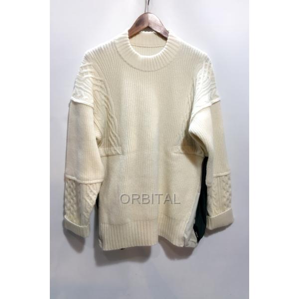 sacai 美品 85,000円 ウールメルトンスリーブ ケーブルニット 楽天市場】サカイ sacai ウール 長袖 ドッキング ケーブルニット
