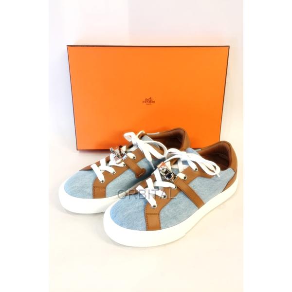 HERMES（エルメス） 代官山)HERMES Day デイ デニム×レザー スニーカー