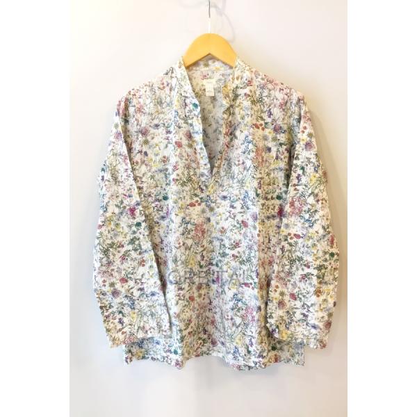 代官山)dosa ドーサ リバティ Wild Flowers ワイルドフラワー タナローン スキッパーシャツ ホワイト マルチカラー サイズ1