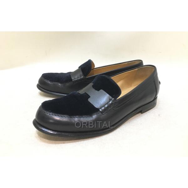 経堂) HERMES エルメス Kennedy loafer ケネディ ファーアッパーレザー