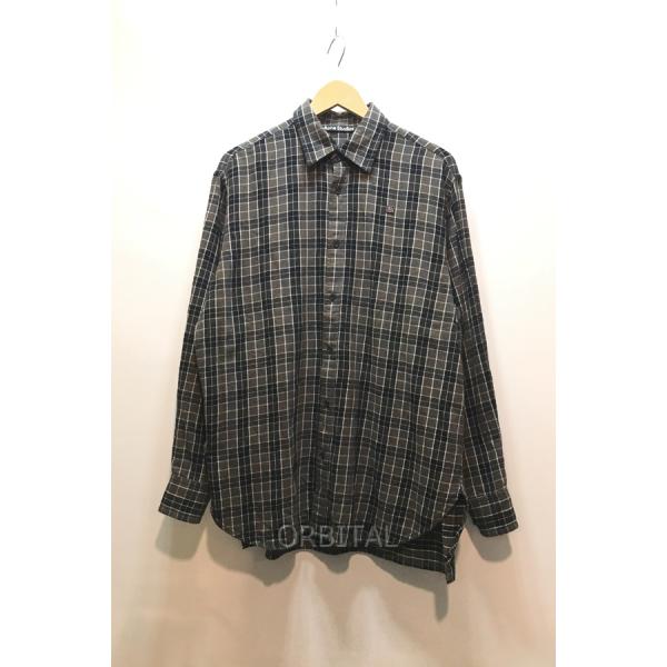 acne studious ギンガムチェックシャツ 経堂) Acne Studios アクネステュディオス フェイスモチーフ ロング