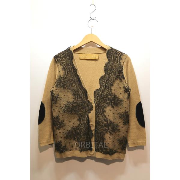 zhor&nema✨ゾーアンドネマ✨カーディガン　レース　カシミヤ混　サイズＬ 経堂) ゾーアンドネマ ZHOR&NEMA レースニットカーディガン ベージュ
