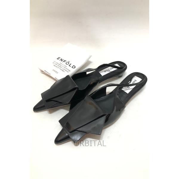 ENFOLD デコラティブブラックサンダル SIZE 37 ENFOLD 経堂) エンフォルド ポインテッド ロウ サンダル POINTED