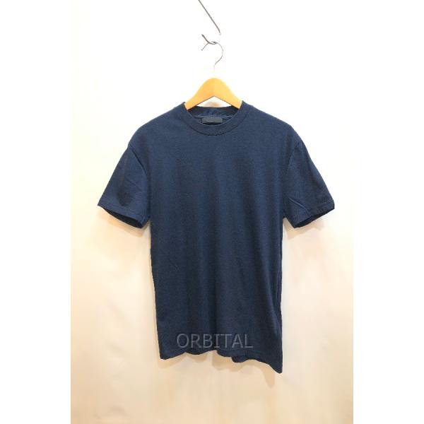 経堂) プラダ PRADA トライアングルロゴ ネイビー クルーネック Tシャツ トップス カットソー レディース サイズS UJM886