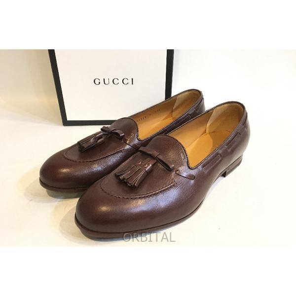 二子玉)GUCCI グッチ 未使用 521213 レザータッセルローファー 猫 キャットヘッド ブラウン 茶 牛革 メンズ 8 （27cm）