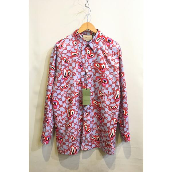 【新品未使用】GUCCI ハティスチュワート　GG総柄ハートグラフィティシャツ 新品未使用】GUCCI ハティスチュワート GG総柄ハート