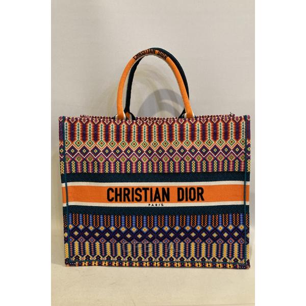Dior ノベルティーオレンジ 編み込み トートバック　美品 二子玉)DIOR ディオール ブックトート ラージ オレンジ メキシカン