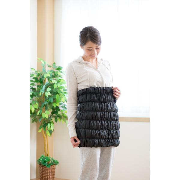 ユメロン黒川【ボディチューブ ミニ】HEATRAY エアー天然鉱石繊維使用 日本製【カラー：ブラック（黒）】動きやすいミドルサイズ。最高にちょうど良い！ロング腹巻き【サイズ：約３３×４８×５センチ】適応サイズヒップ：８０〜１０５センチ※サイ...