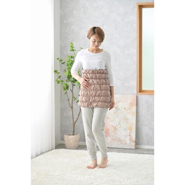 ユメロン黒川【ボディチューブ ミニ】HEATRAY エアー天然鉱石繊維使用 日本製【カラー：キャラメルベージュ】動きやすいミドルサイズ。最高にちょうど良い！ロング腹巻き【サイズ：約３３×４８×５センチ】適応サイズヒップ：８０〜１０５センチ※...