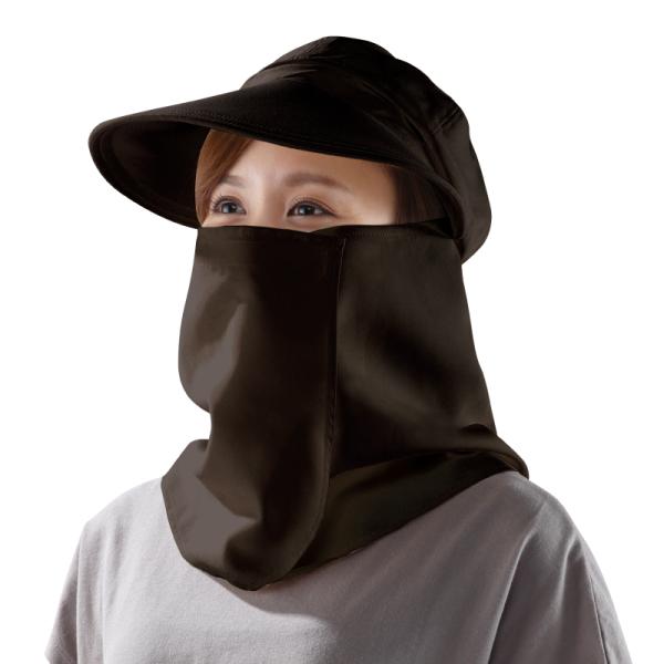 とにかく焼きたくない人専用！パーフェクト日よけリボン帽カラー・色/ブラック・黒サイズ/適応サイズ：54〜58センチ（帽子）、52〜58センチ（フェイスカバー）（日よけ部分：長さ２５×幅８０センチ（最大値）、つば部分：長さ１１センチ）UVカッ...