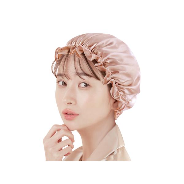 3 シルク 絹 美髪 ナイトキャップ ショートヘア向 Utukky 丸キャップタイプ カラー：ローズゴールド 摩擦 乾燥 保湿 被って寝るだけ うるツヤ髪