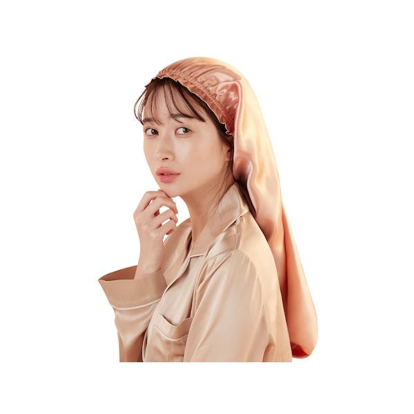(2) シルク ナイトキャップ 全周 タイプ Utukky 【シルクナイトキャップ】ロングヘア用 ５６センチ　【カラー：ローズゴールド】ヘアキャップ ロングヘア