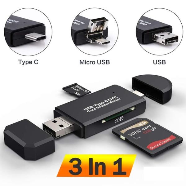 3 1 で一致任意のデバイスSD カードリーダー USB C カードリーダー 3 で 1 USB 2.0 TF/ミルコ SD スマートメモリカードリーダータイプ C OTG フラッシュドライブカードリーダーアダプタオプション1.Type C...