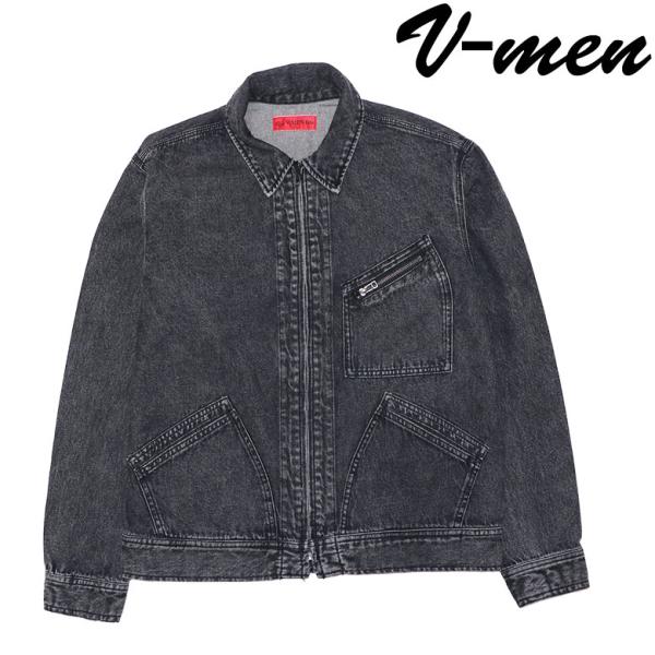 V-men ブイメン Gジャン デニムジャケット ブラック 黒 ジップアップ
