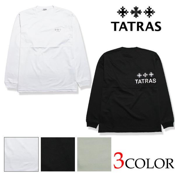 TATRAS タトラス Tシャツ 長袖 ロングスリーブ BELECI ベレチ ロゴ刺しゅう 白 ホワイト 黒 ブラック ベージュ シンプル クロスロゴ ベーシック メンズ 26AW