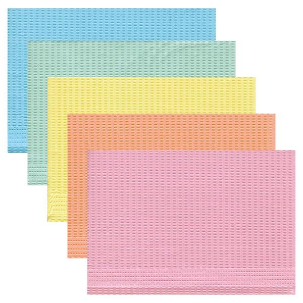 歯科医院で診察時に実際に使用されている使い捨てペーパーエプロンです介護用エプロン、食事エプロン、食事用マット、おむつ取り替え用のシート、ペット用シート等様々な場面で使用する事ができます。ブルー、グリーン、イエロー、ピーチ、ローズの各色100...