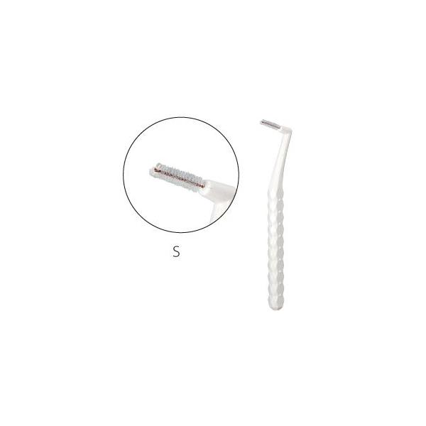 側面のダイヤモンドカットが美しい歯間ブラシです。　サイズ：S （最少通過径：1.0〜1.2mm）　全　長：85ｍｍ　ハンドルの長さ：7×6mm　柄の材質：ポリプロピレン　毛の材質：ナイロン　キャップの材質：ポリプロピレン　耐熱温度：80度 ...