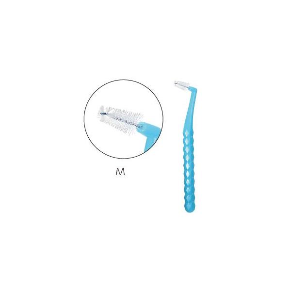 側面のダイヤモンドカットが美しい歯間ブラシです。　サイズ：M（最少通過径：1.2〜1.5mm）　全　長：85ｍｍ　ハンドルの長さ：7×6mm　柄の材質：ポリプロピレン　毛の材質：ナイロン　キャップの材質：ポリプロピレン　耐熱温度：80度 　...