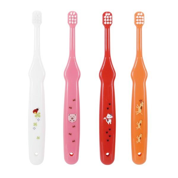 毎日の歯みがきが楽しくなる、動物のイラスト付き4色アソートの女の子用ハブラシセット！色えんぴつをイメージした全12色で、それぞれ動物のイラストと名前がひらがなでプリントされています。1本1本が個包装されているのでプレゼントにも最適♪女の子用...