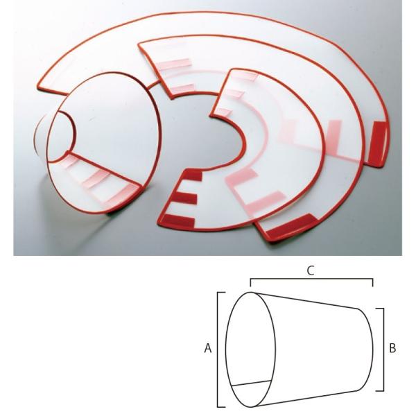 PP製ペットカラー。軽量で、首への負担が軽減されます。首まわり、端部分は安全なサイドテープ（赤）で覆われています。 マジックテープなので、動物に合わせて、かんたんに微調整してご使用いただけます。●サイズXS(A230〜220、B75〜65、...