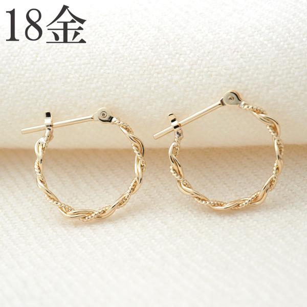 シンプルぷっくり地金フープピアス　K18YG フープピアス 18k 18金 ピアス k18 フープ 地金 シンプル 18金