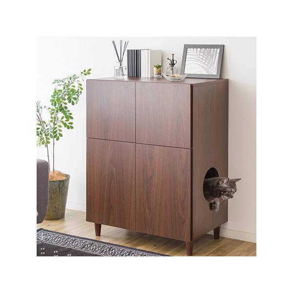 ※当商品は代金引換をご利用頂く事が出来ません。買い物かごのお支払方法にて代金引換をお選び頂かない様お願い申し上げます。猫用トイレを見映え良く隠してくれるキャットトイレクローゼット『Galetta（ガレッタ）』上品な木目とシンプルなデザインで...