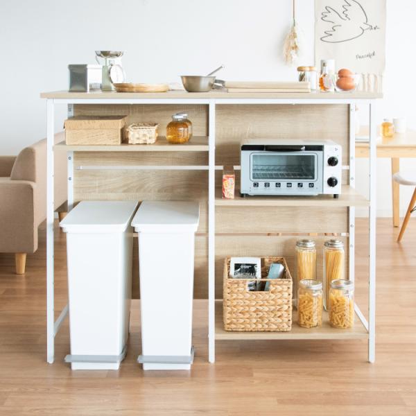 ※当商品は代金引換をご利用頂く事が出来ません。買い物かごのお支払方法にて代金引換をお選び頂かない様お願い申し上げます。キッチンのゴミ箱や家電をまとめて収納できる■こちらの商品のお色は【ナチュラル】になります。■可動棚付きの天板下収納スペース...