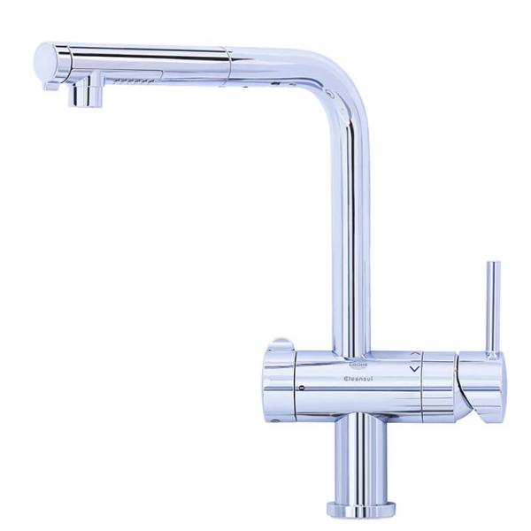 機能性とデザイン性を兼ね備えた、高機能複合水栓■安心の回転規制■ストレートとシャワー、選べる流形■引き出しホース◇取付穴径：直径36〜39mm◇吐水口長さ：244mm◇台座径：直径50mm◇取付天板厚：5〜25mm◇吐水口高さ：287mm◇...