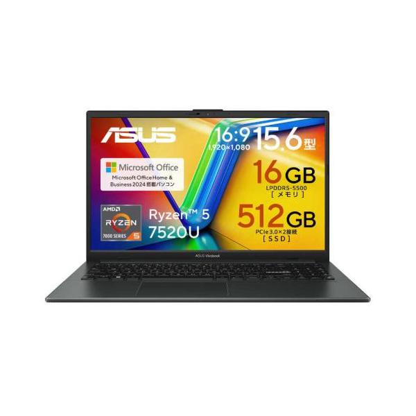 ★ASUS / Vivobook Go 15 E1504FA-R5165BWS ミックスブラック (Win11Home/AMD Ryzen 5/メモリ16GB /SSD512GB /Office Home and Business)【送料無料】