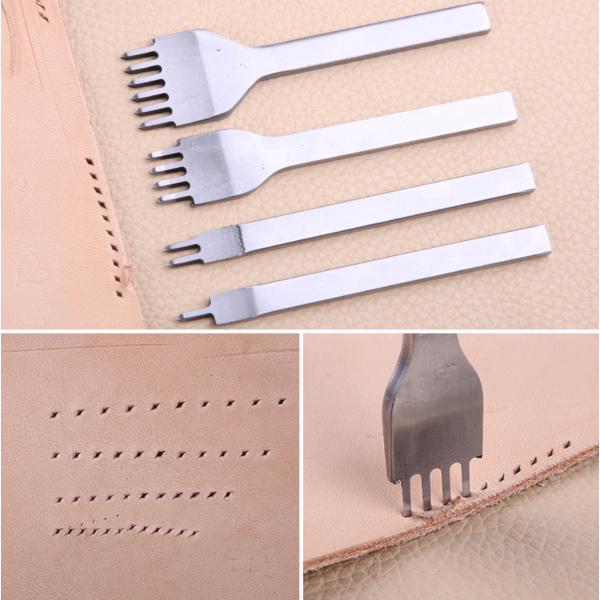 ホワイトスチール菱目打ち　3mm/4mm/5mm (1歯+2歯+4歯+6歯)四本セット