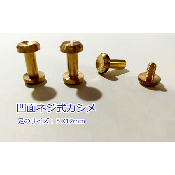 [Release date: January 15, 2022]凹面ねじ式カシメ材質：真ちゅう数量：１個規格(頭部直径　X　軸径　X　足のサイズ)規格１：10X５X12mm注意点：真鍮製のため、鉄やステンレスなどに比べると強度はやや劣ります...