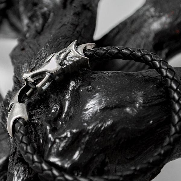 ブレスレット レザー ウロボロス 竜 シルバー925 人気 プレゼント 送料 
