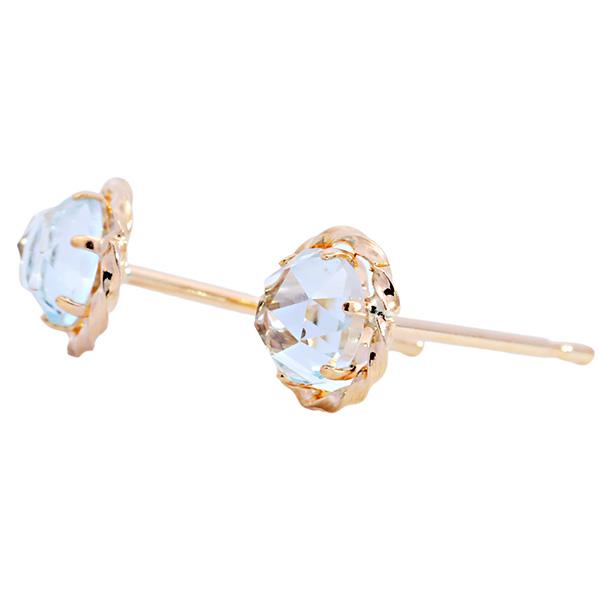267033） ローズカット ブルートパーズ ピアス K18 pierce