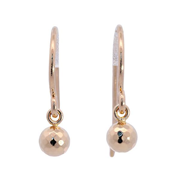 K18 ゴールド 可愛い　シンプル　フープピアス 267167）ミラーカットボール フックピアス K18 3mm 18金 18k ゴールド