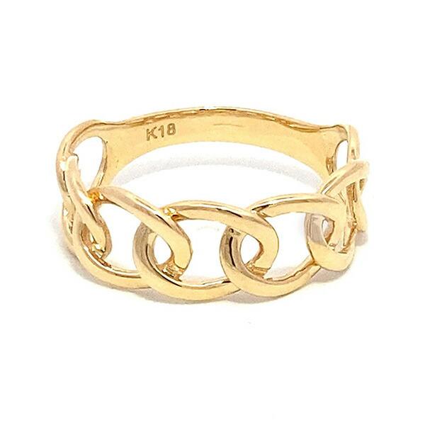 18金　指輪10号　ゴールド　ダイヤモンド　K18 リング r248631）チェーンデザインリング K18YG かわいいファッションリング