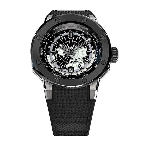 復刻鉄道時計 黒チェーン付き ZTAGE ステージ HYBRID ORIGINAL EARTH HOUR WORLDTIMER 22-0211