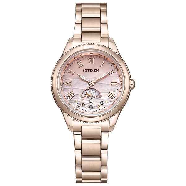 CITIZEN シチズン XC クロスシー エコ・ドライブ電波時計 ピンク 白蝶貝文字板 サン＆ムーン表示 EE1004-81N レディース 腕時計 国内正規品 送料無料