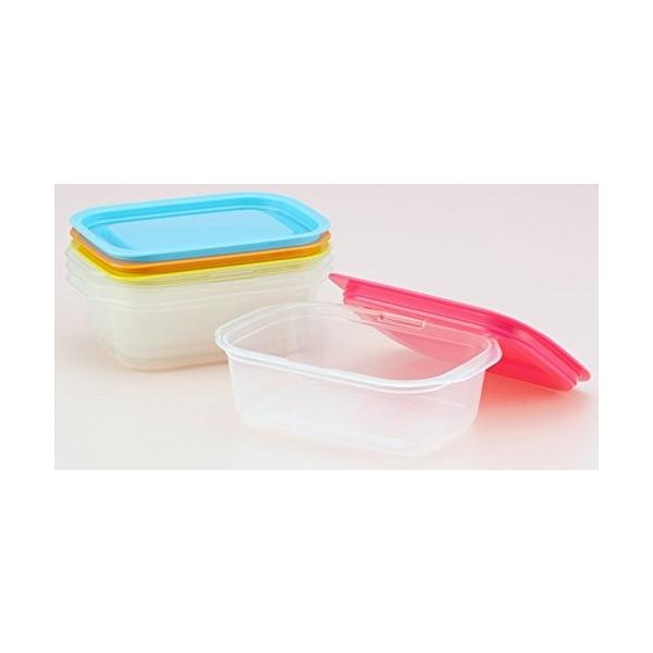 イノマタ化学 電子レンジ容器 楽ちんパック 蓋をしたままレンジ可能 カラフル 高い素材 400ml 角型 4個セット