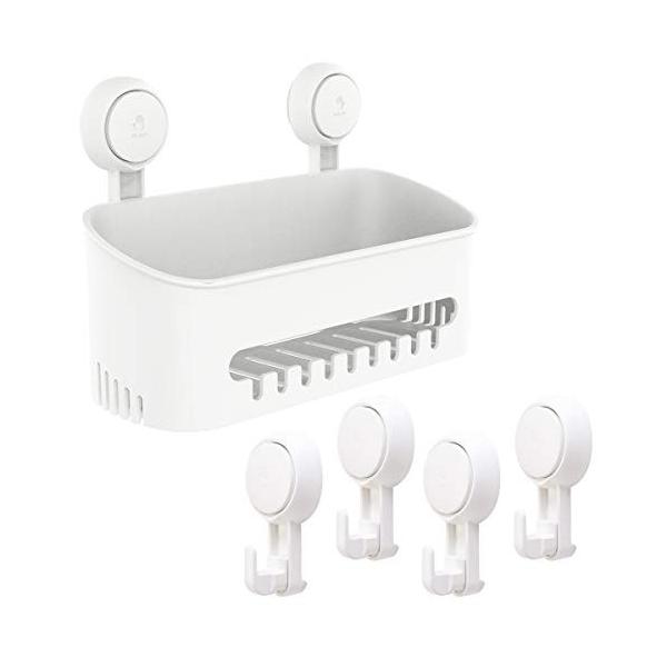 Taili収納ラックとフックセット多機能バスラック 吸盤フック 強力吸着 壁傷つけない お風呂用 防水防潮機 キッチン用 浴室用 お部屋用 ショッピング トイレ用