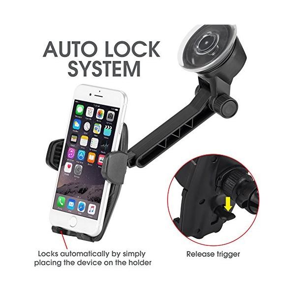 Ikross 車載ホルダー ゲル吸盤式 オートホールド ダッシュボード フロントガラス取付 スマホホルダー 360