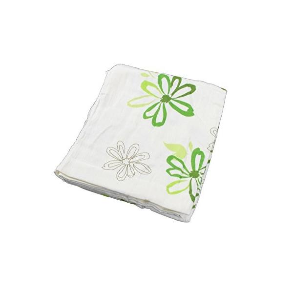 綿100 今だけスーパーセール限定 ナチュラル タオルケット フラワー シングル140x190cm Mo Gn グリーン