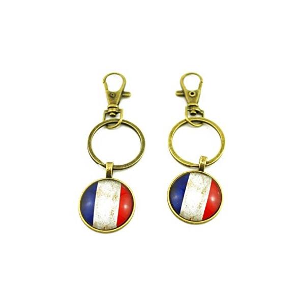 未使用 Naissant アンティーク フランス France レトロ ペアキーホルダー 国旗 パリ