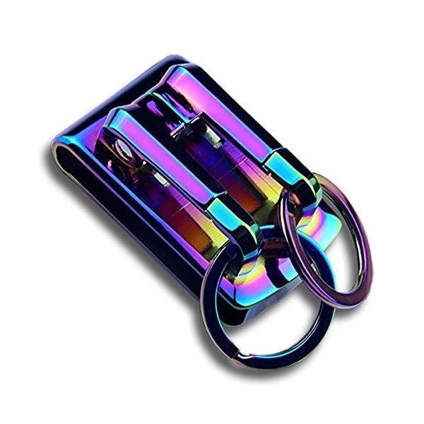 Zoooom ダブル リング キーホルダー キーリング カラビナ フック 現金特価 ファッション レインボー Zm デザイン キー 男性 メンズ 鍵 車