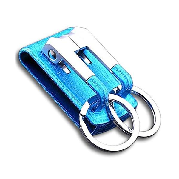 Zoooom ダブル リング キーホルダー キーリング 超定番 カラビナ フック ファッション キー ブルー 鍵 男性 デザイン メンズ Zm Ke 車