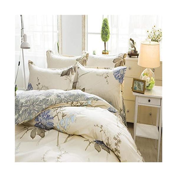 Hom Mall 布団カバー 4点セット 全国どこでも送料無料 寝具カバーセット 掛け布団カバー 枕カバー ダブル 防ダニ おしゃれ 欧米風 3 ボックスシーツ 綿 花柄