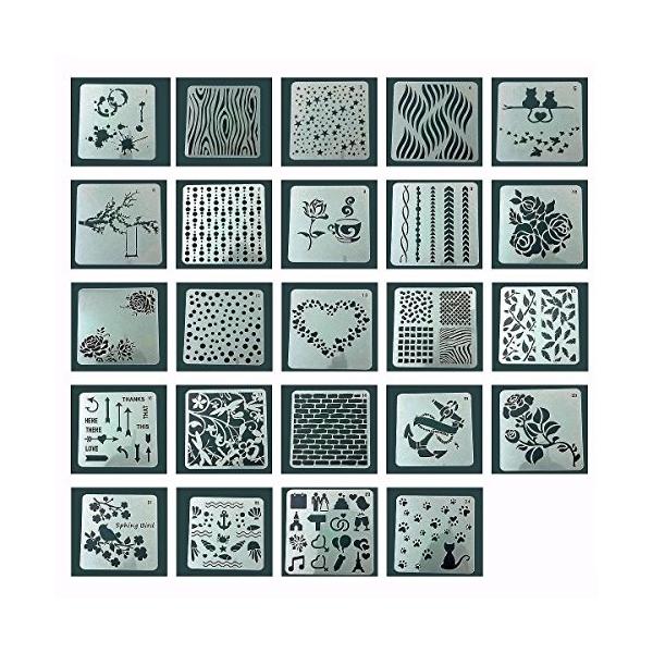 Mollytek 24枚セット 描画テンプレート ステンシルシート 国際ブランド 子供 製図用テンプレート 絵描き道具 描画ツール 塗り絵 手帳用 テンプレート