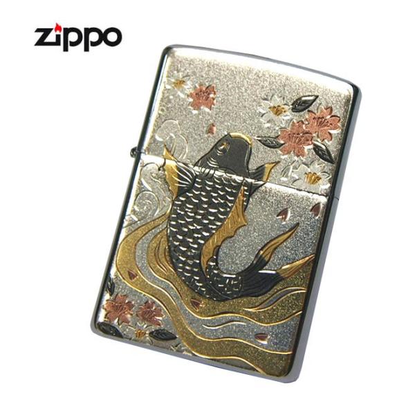 (送料込み)ZIPPO◇電鋳版メタル張り◇パンダと昇鯉の2個◇ ジッポ 送料180円〜新品正規品 まるで手彫り！電鋳板「鯉-KOI」ZIPPOジッポ